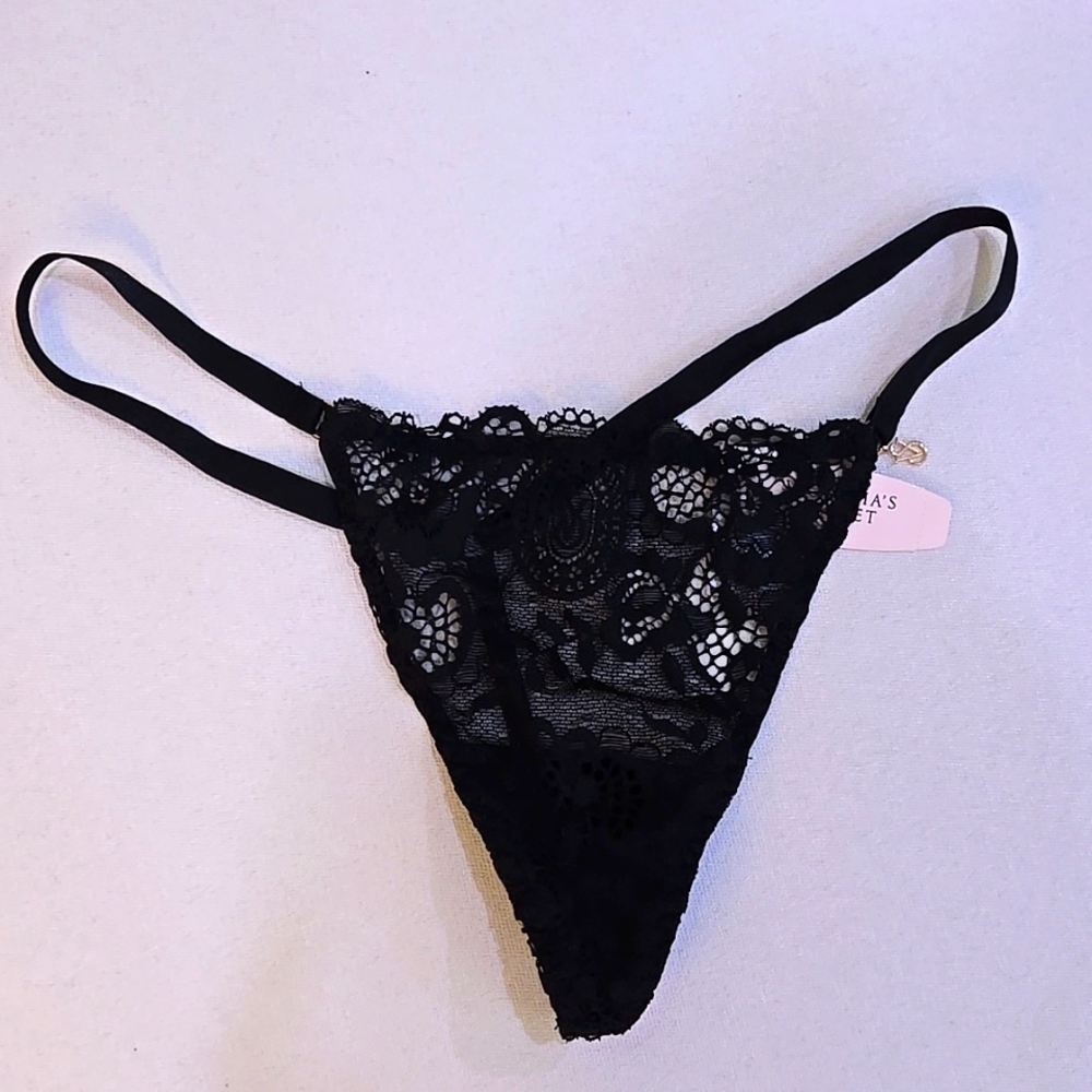 Victoria's Secret Black Lace Thong